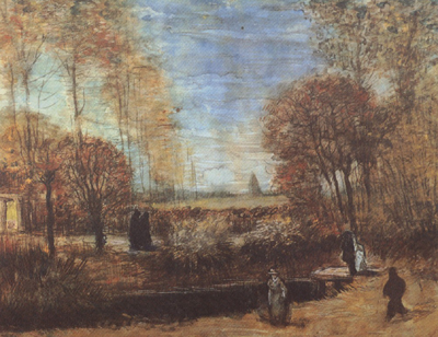 The Parsonage Garden at Nuenen with Pond and Figures (nn04)